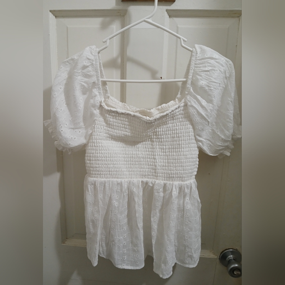 Self Esteem White Puff Sleeve Blouse